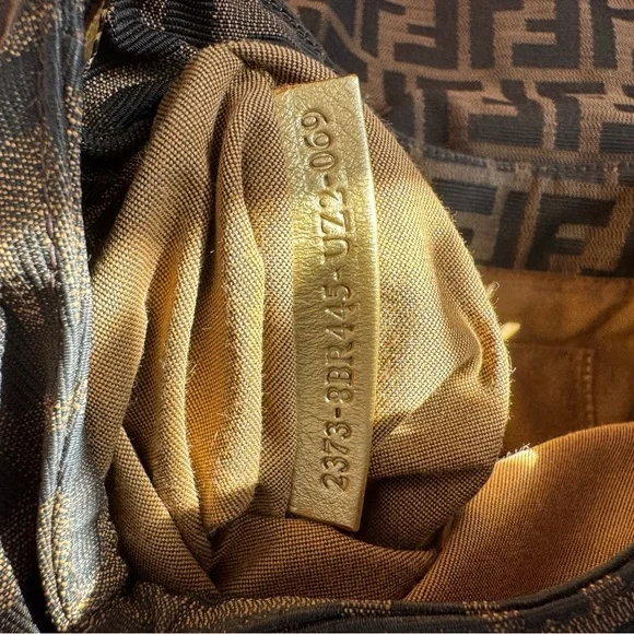 Fendi Chef Brown and Black Zucca Logo Shoulder Bag with Gold Charm